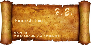 Henrich Emil névjegykártya